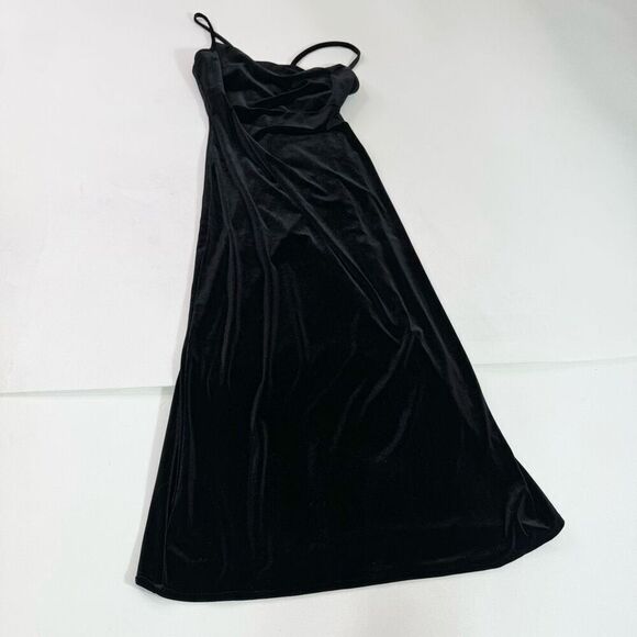 XGen Midi Dress Womens Medium Black Velvet Velour Y2K 90s Strappy Whimsigoth - Picture 1 of 8